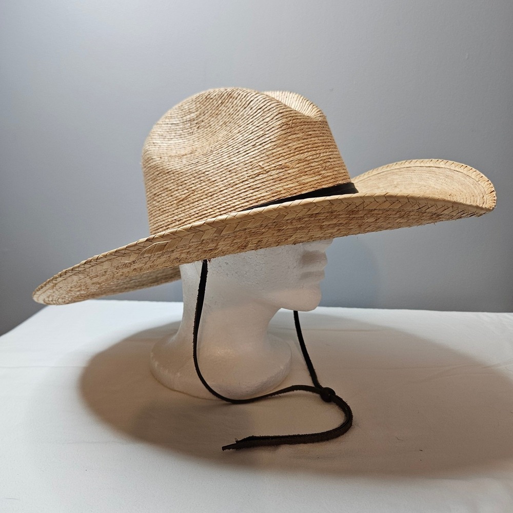 Stetson Bryce Straw Hat Cowboy Girl Tan Wide Brim Chin Strap Medium Mexico Palms